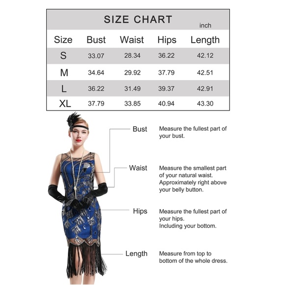 Peacock Sequin Fringed Party Flapper Dress BLUE - Picture 7 of 7